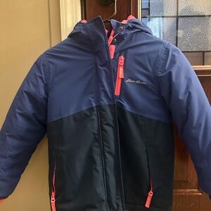 Eddie Bauer Kids' Navy and Coral Puffer Jacket